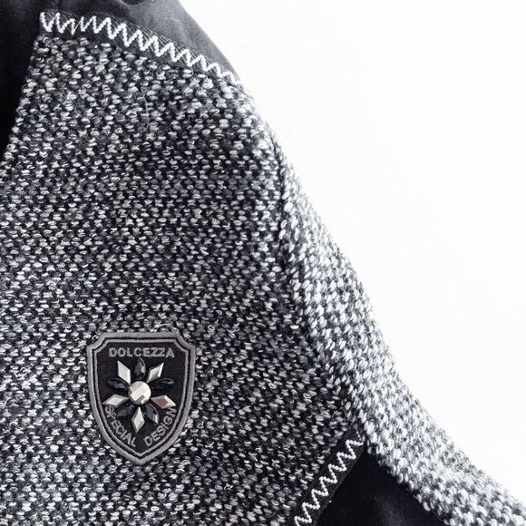 Dolcezza Special Design Women's Tweed Illusion Zip Cardigan Jacket Black Medium - Picture 3 of 7